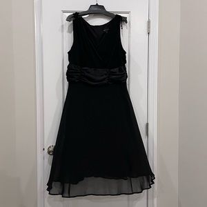 T-length black V-neck dress